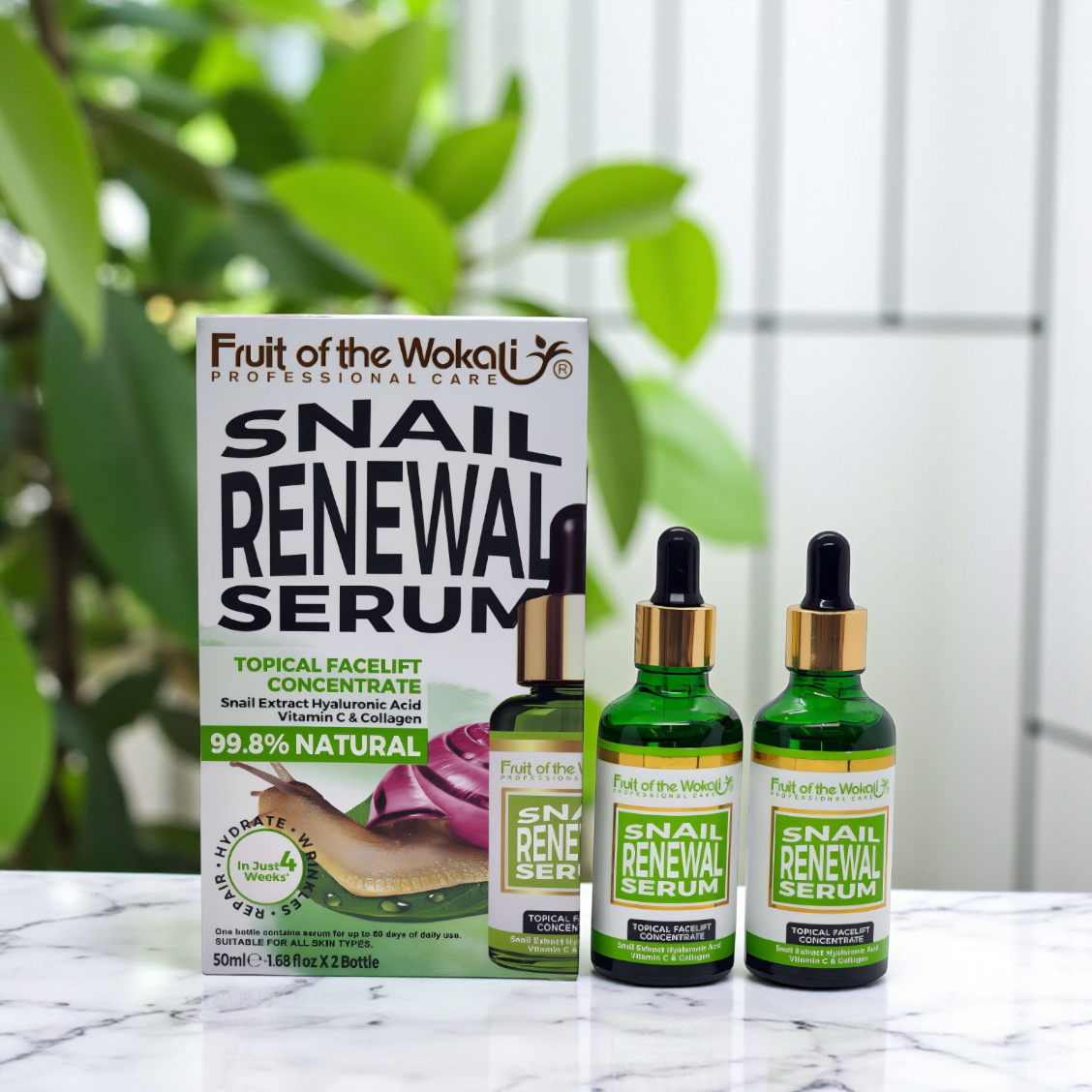 Wokali arcszérum csigakivonattal, hidratáló, öregedésgátló, 2*50ml